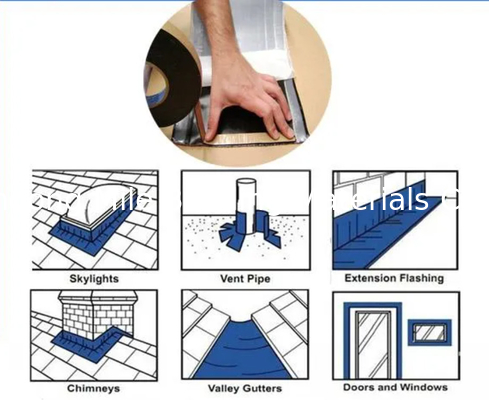Self Adhesive Bitumen Waterproofing Flashing Tape with Grey Aluminum Foil for Europe