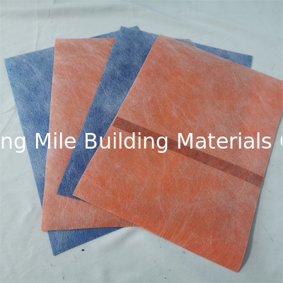 1m width Tile Floor Adhesive Foil Blue Orange PP Membrane Waterproofing Fabric With High Tensile Strength