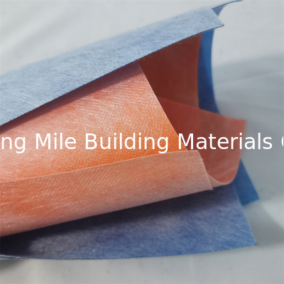 1m width Tile Floor Adhesive Foil Blue Orange PP Membrane Waterproofing Fabric With High Tensile Strength