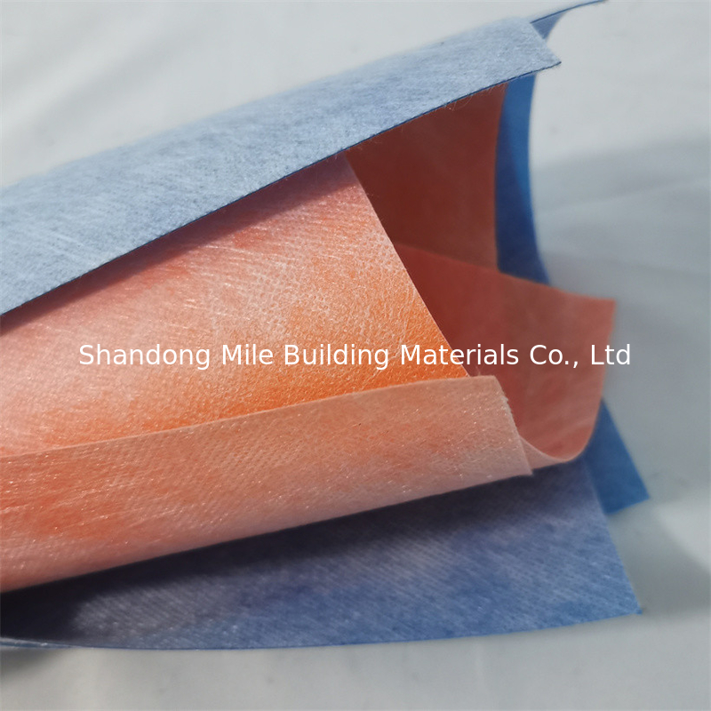1m width Tile Floor Adhesive Foil Blue Orange PP Membrane Waterproofing Fabric With High Tensile Strength